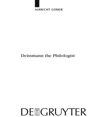 cover image of Deissmann the Philologist